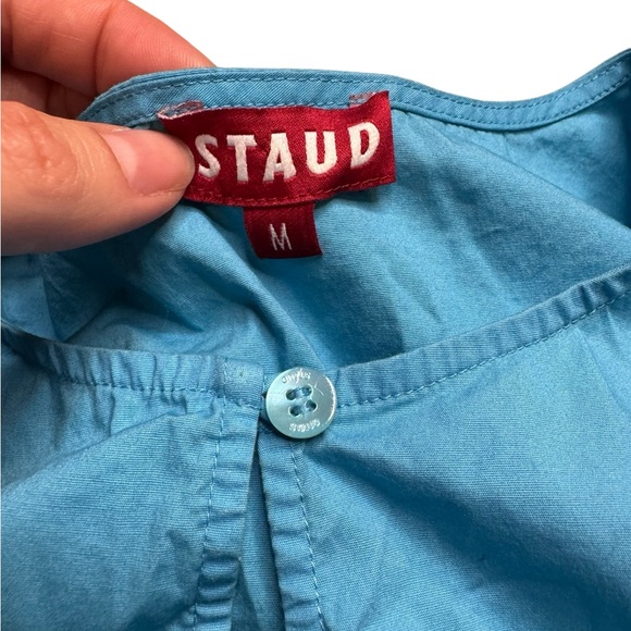 👗 STAUD Women’s Cotton Tiered Midi Dress‎ Blue Pockets Size M 👗 - Picture 6 of 6